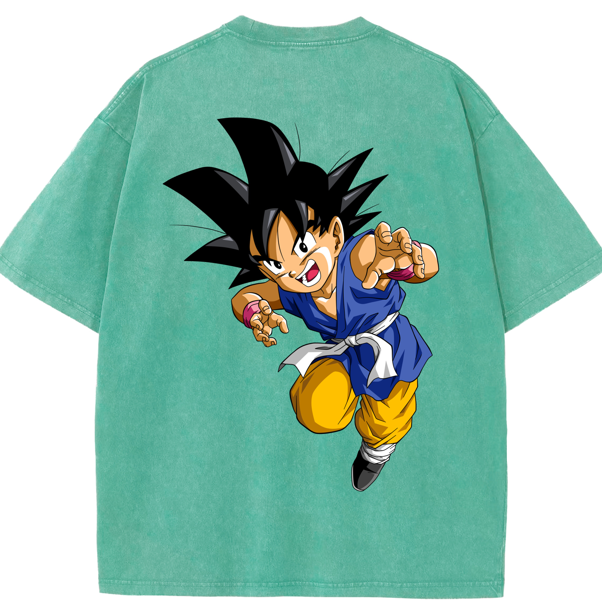 （画像用） ドラゴンボール 孫悟空（そん ごくう）Son Goku カカロット DRAGON BALL Kakarotto 綿100% ヴィンテージ風 半袖Tシャツ（背面プリント）